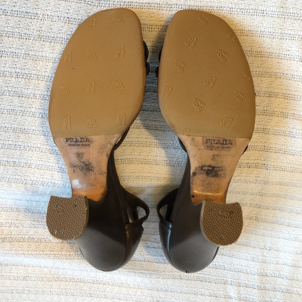 Prada Shoes | Leather Strappy Wedges IT37 - Picture 5 of 8